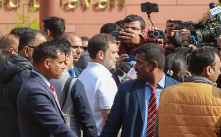 संसद परिसर में केंद्रीय मंत्री रवनीत बिट्टू और नेता प्रतिपक्ष राहुल गांधी के बीच तीखी नोकझोंक