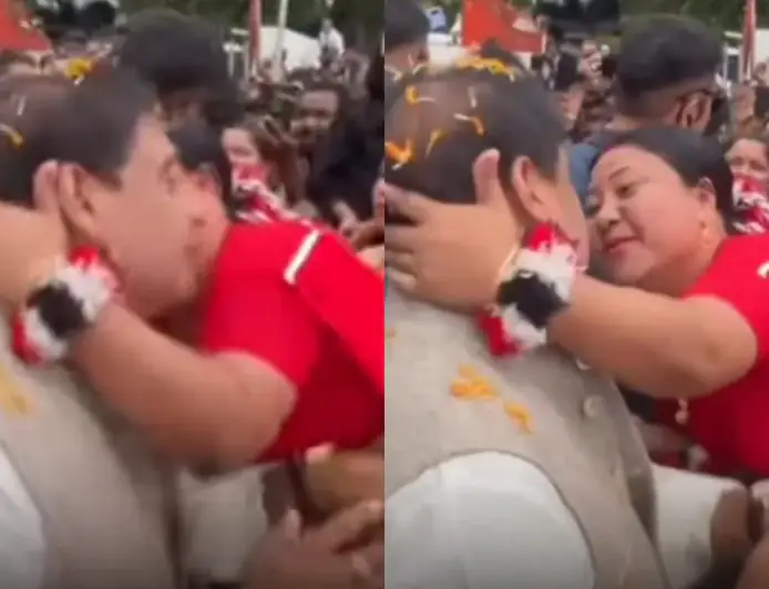 Assam CM Viral Video: लखीमपुर में हिमंत बिस्वा सरमा का जबरदस्त 'क्रेज'; चुनाव प्रचार के दौरान महिला समर्थक ने अचानक किया 'Kiss'